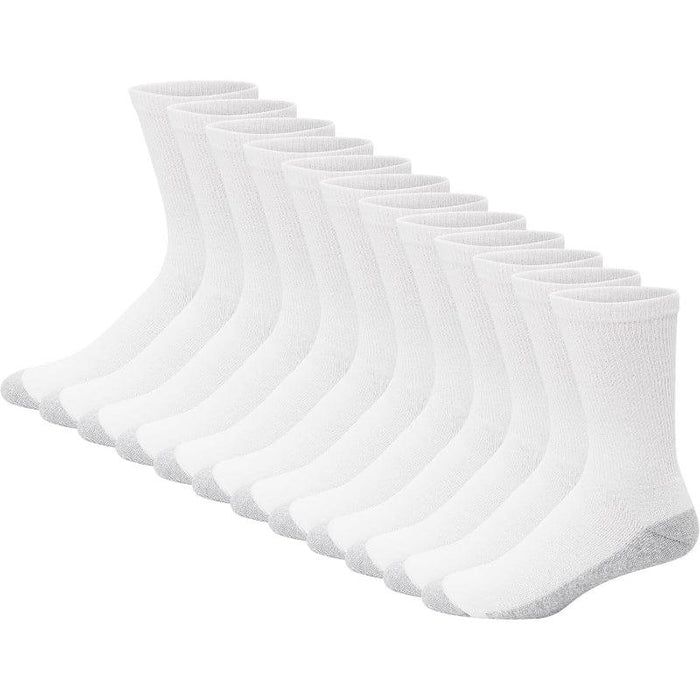 12 Pair Pack Double Tough Crew Toe Socks