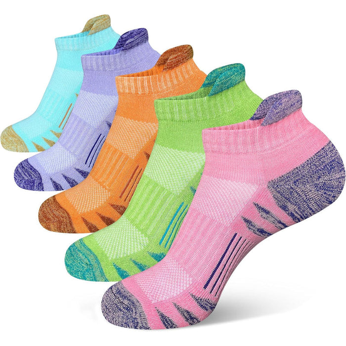 5 Pairs Cushioned Athletic Socks - Performance and Comfort