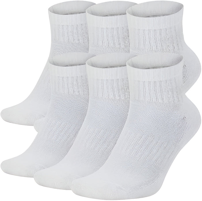 6 Pairs Quarter Length Sports Cushioned Socks