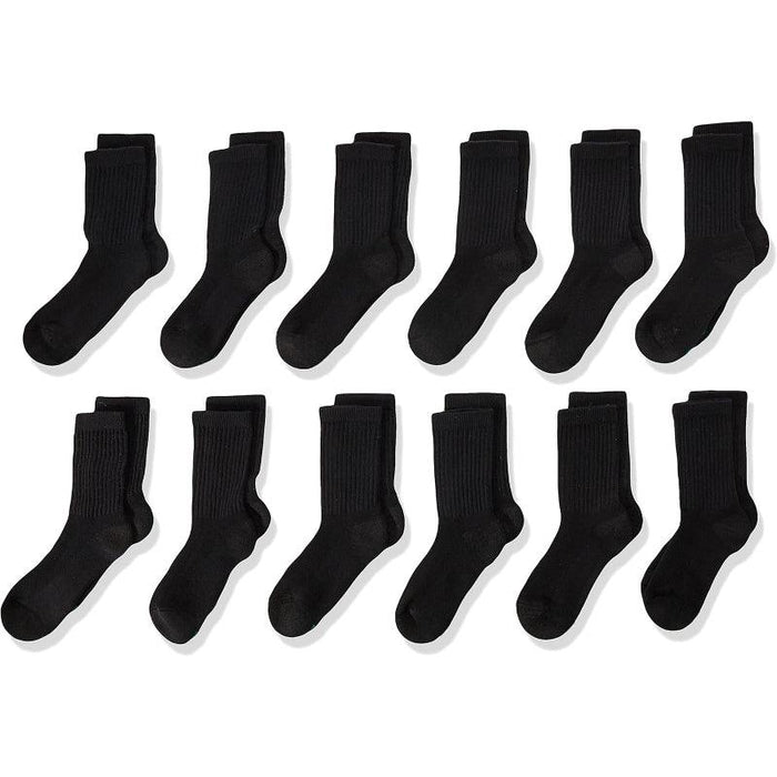 Double Tough Cushioned Crew Toe Socks 12 Pair Pack