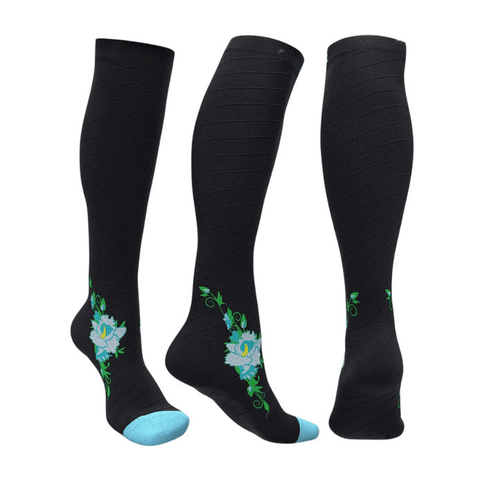 Floral Pattern Athletic Compression Socks