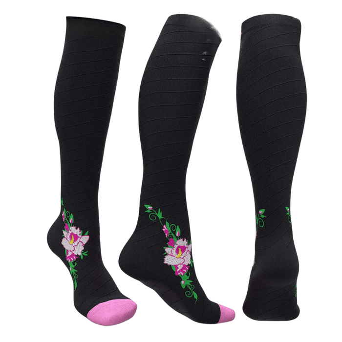 Floral Pattern Athletic Compression Socks