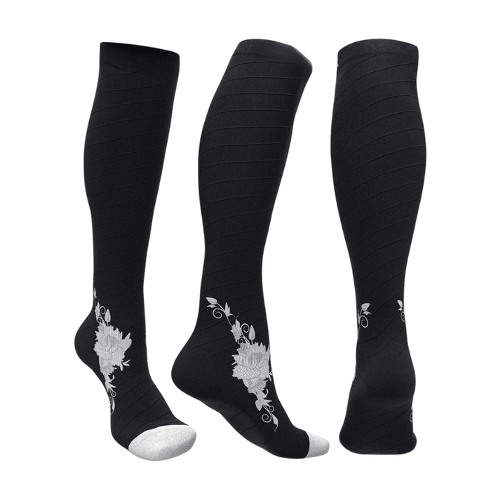 Floral Pattern Athletic Compression Socks