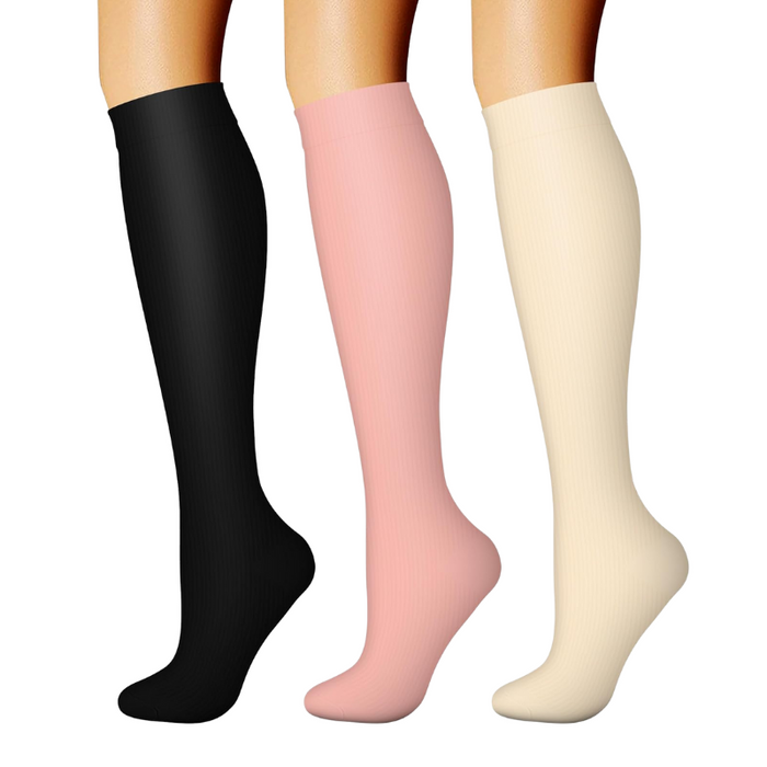 Pack Of 3 Minimalistic Style Athletic High Compression Socks