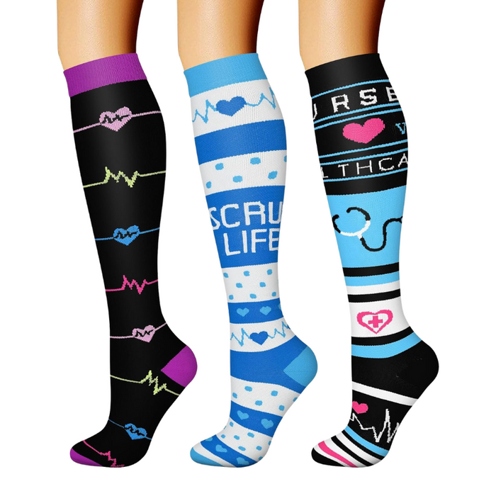 Pack Of 3 Minimalistic Style Athletic High Compression Socks