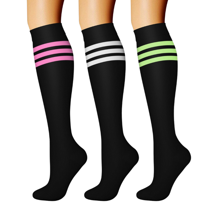 Pack Of 3 Minimalistic Style Athletic High Compression Socks