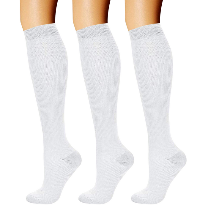 Pack Of 3 Solid Pattern Athletic High Compression Socks