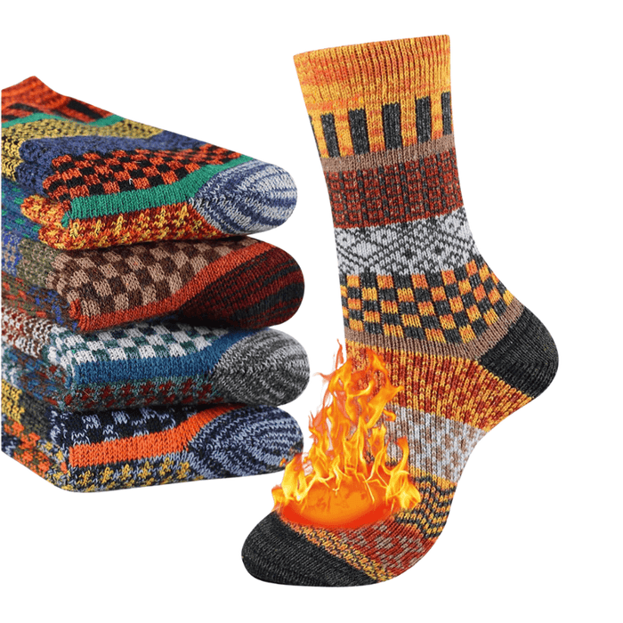 5 Pairs Designed Crew Heated Socks