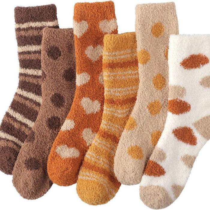 Pack Of 6 Plush Toe Slipper Socks