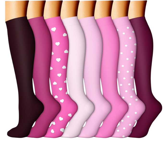 Pack Of 8 Printed Pattern Compression Socks