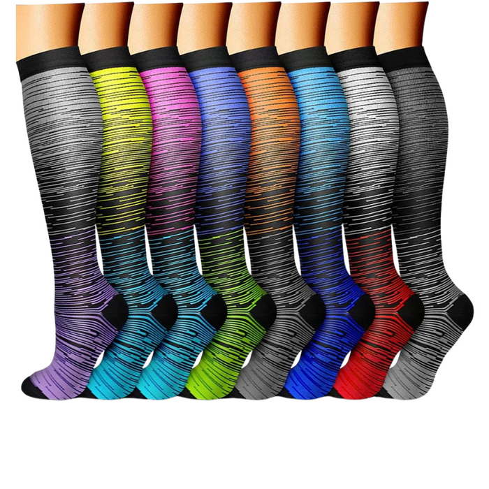 Pack Of 8 Printed Pattern Compression Socks