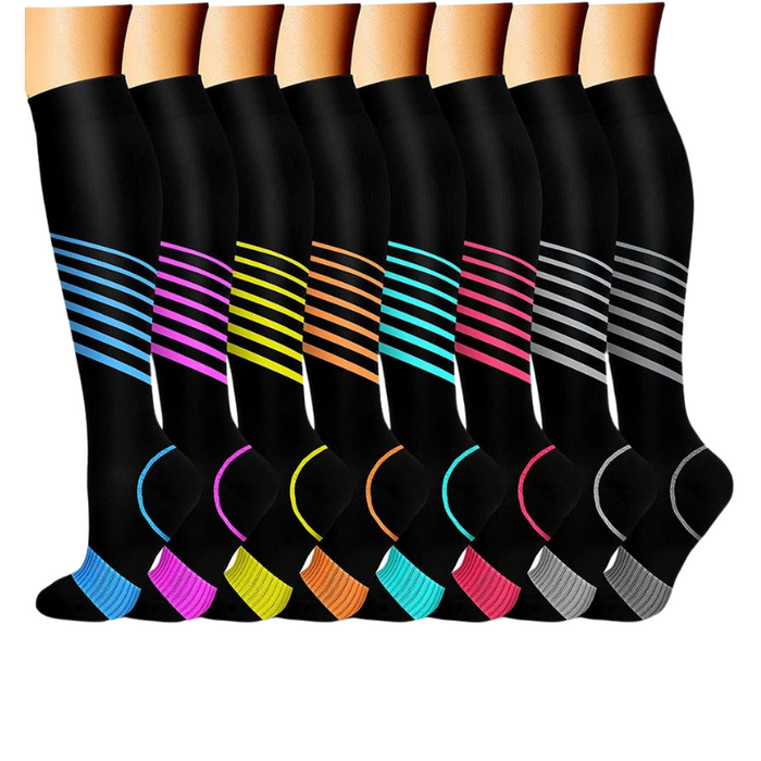 Pack Of 8 Printed Pattern Compression Socks