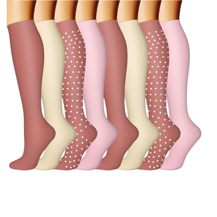 Pack Of 8 Printed Pattern Compression Socks