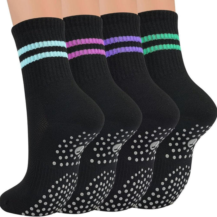 Yoga Crew Toe Socks With Grippers Pack Of 4