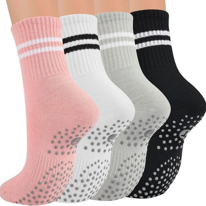 Yoga Crew Toe Socks With Grippers Pack Of 4