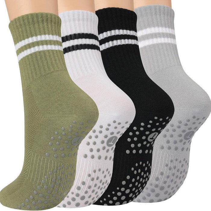 Yoga Crew Toe Socks With Grippers Pack Of 4