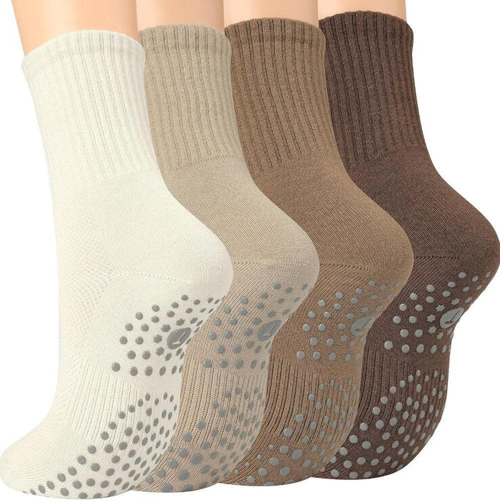 Yoga Crew Toe Socks With Grippers Pack Of 4