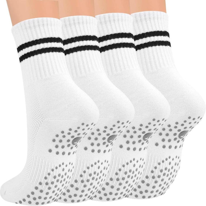 Yoga Crew Toe Socks With Grippers Pack Of 4