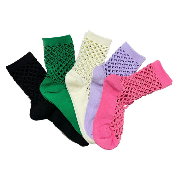 Women's Fishnet Hollow 5 Pairs Mesh Socks