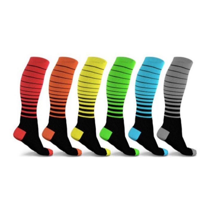 Unisex Striped Compression Socks 6-Pack