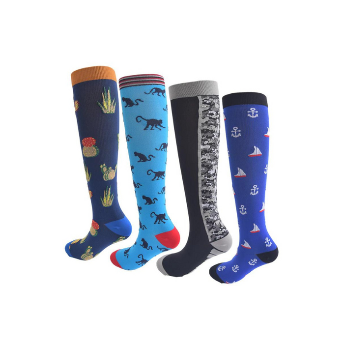 Compression Socks For Men and Women- Pack of 4 | Leisure Sports Outdoor Long Tube Compression Socks