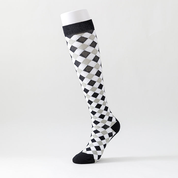 Knee-length Plaid Stockings Preppy Over-The-Knee Socks - 6 Pairs