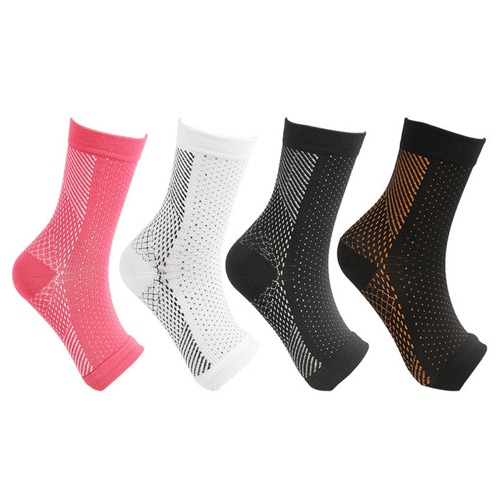 Open toe Ankle Support Elastic Compression Socks - 4 Pairs
