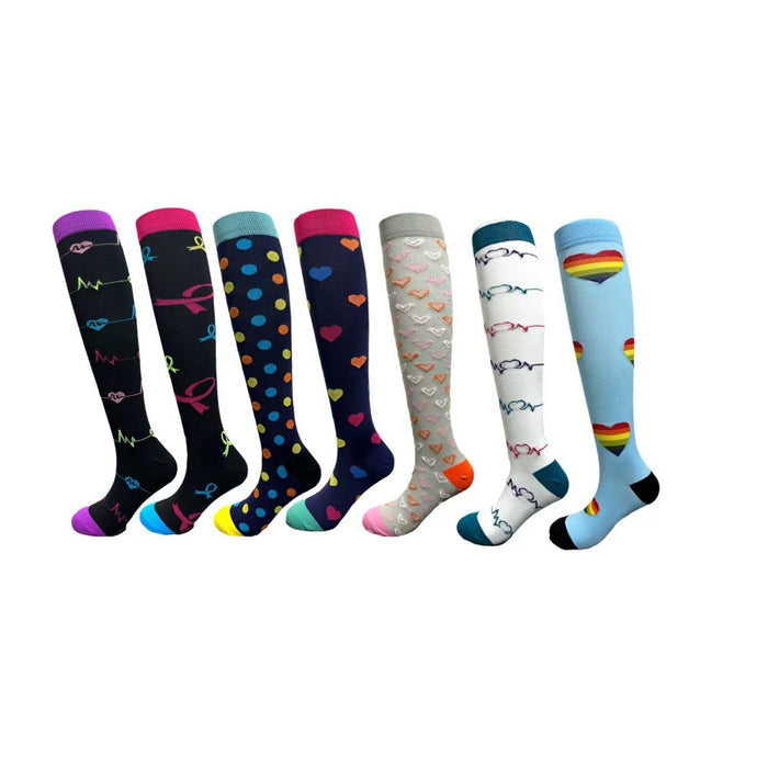 Leggings High Long Tube Compression Socks - 7 pairs